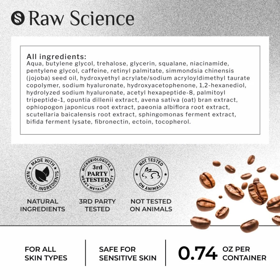 Caffeine Niacinamide Hyaluronic Acid Retinol Eye Serum 0.74 OZ Instant Moisturizer Reduces Puffy Eyes Dark Circles Eye Bags Dep