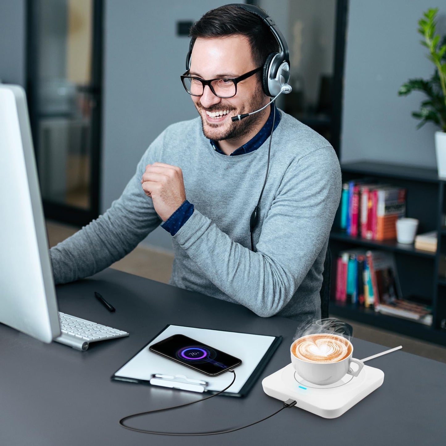 Coffee Mug Warmer, Smart USB Coffee Cup Warmer with Pressure-Induced Auto On/Off, Coffee Accessories for Home Office Desk