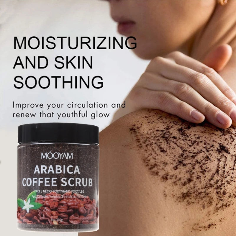 250g Arabica Coffee Body Scrub Cream Dry Dead Skin Exfoliating Polish Paste Anti Cellulite Stretch Mark Deep Drop Shipping