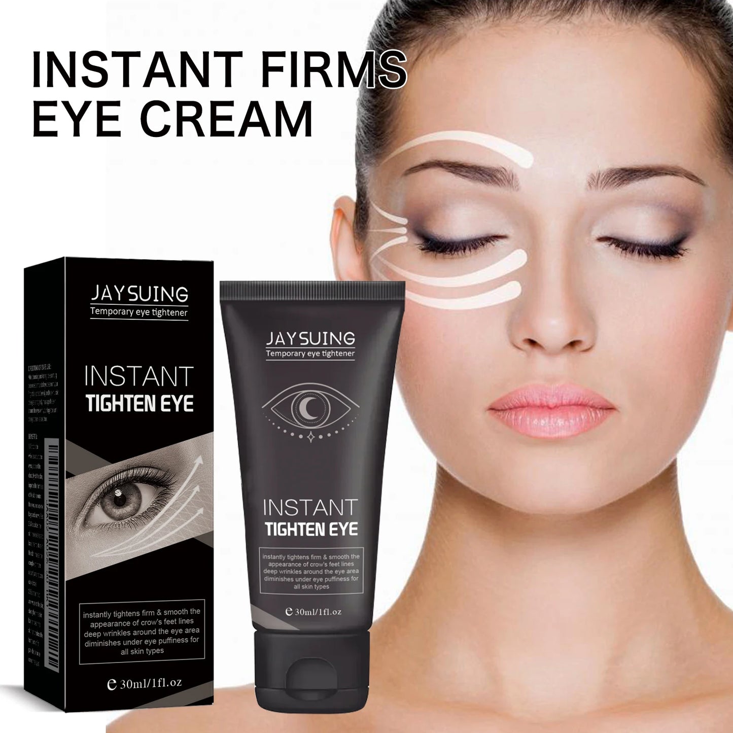 Tightening eye cream reduces fine lines, brightens, deeply moisturizes and nourishes the eyes. Skincare product for the eyes
