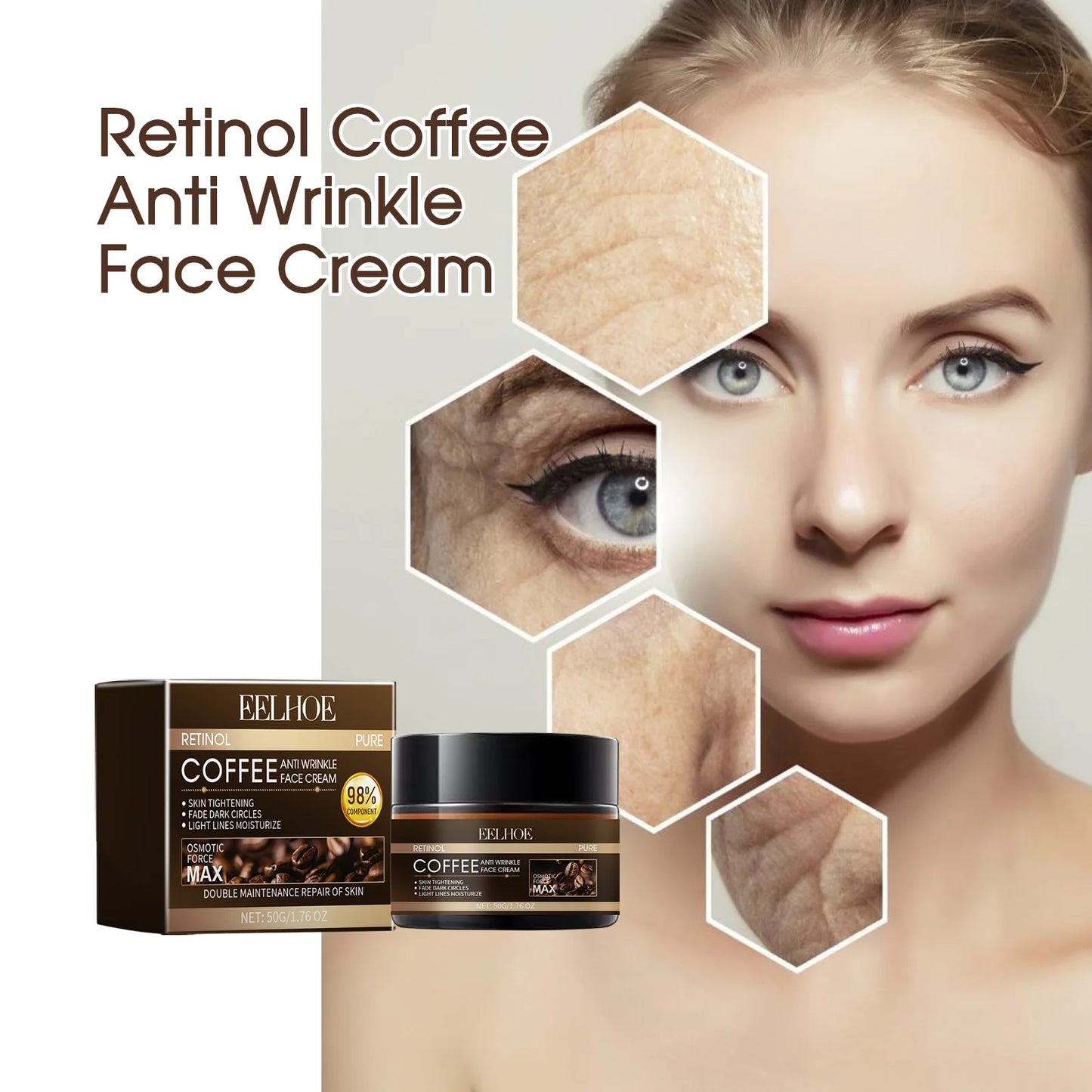 Eelhoe Retinol Coffee Cream Repair Skin Repair Reduce Wrinkles Soft Moisturizing Moisturizing Delicate Skin Cream