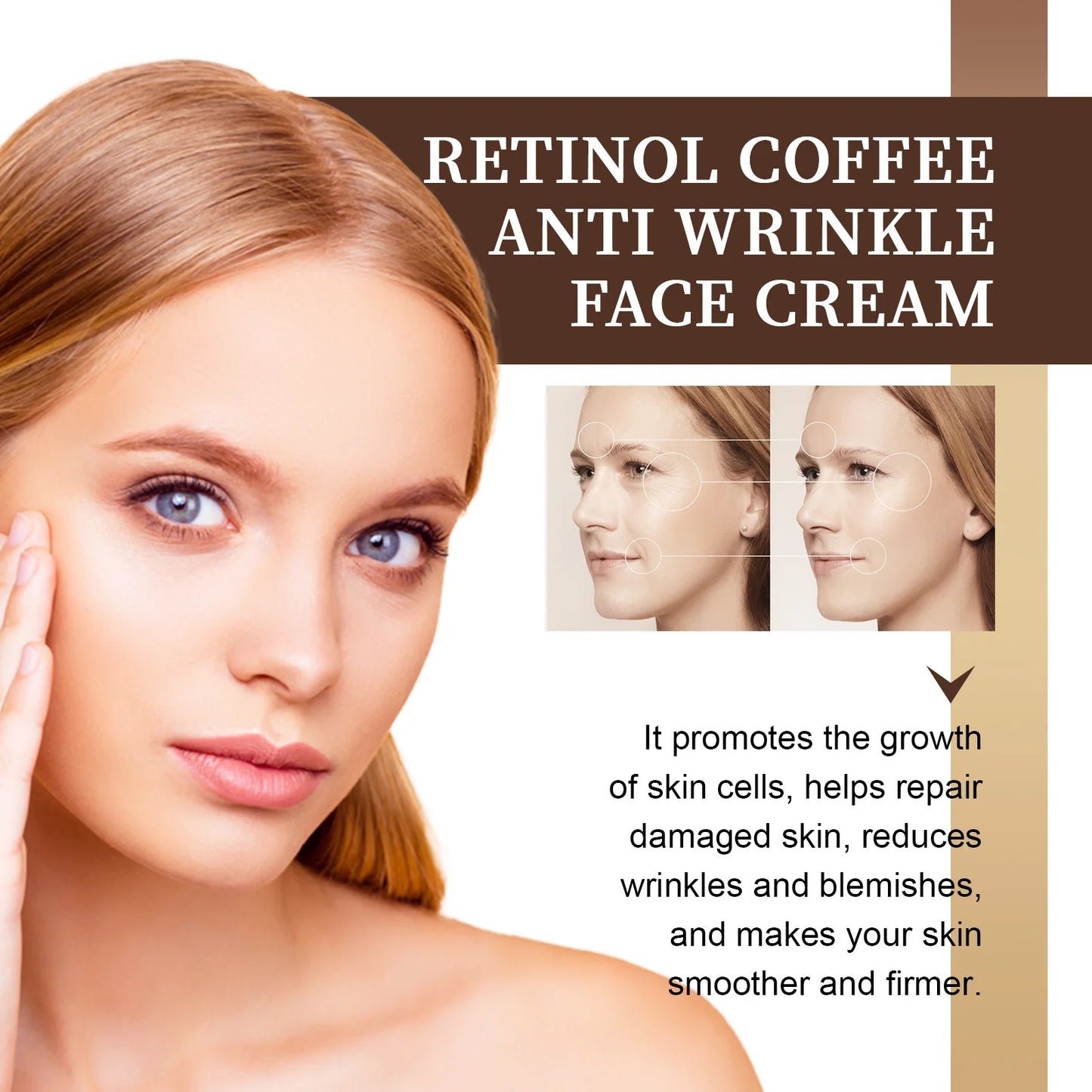 Retinol Caffeine Cream Lightens Fine Lines Firms and Lifts Cream Moisturizes and Brightens Facial Skin Care Products