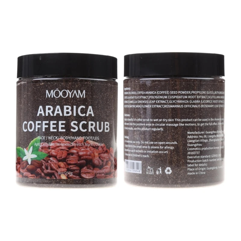 250g Arabica Coffee Body Scrub Cream Dry Dead Skin Exfoliating Polish Paste Anti Cellulite Stretch Mark Deep Drop Shipping