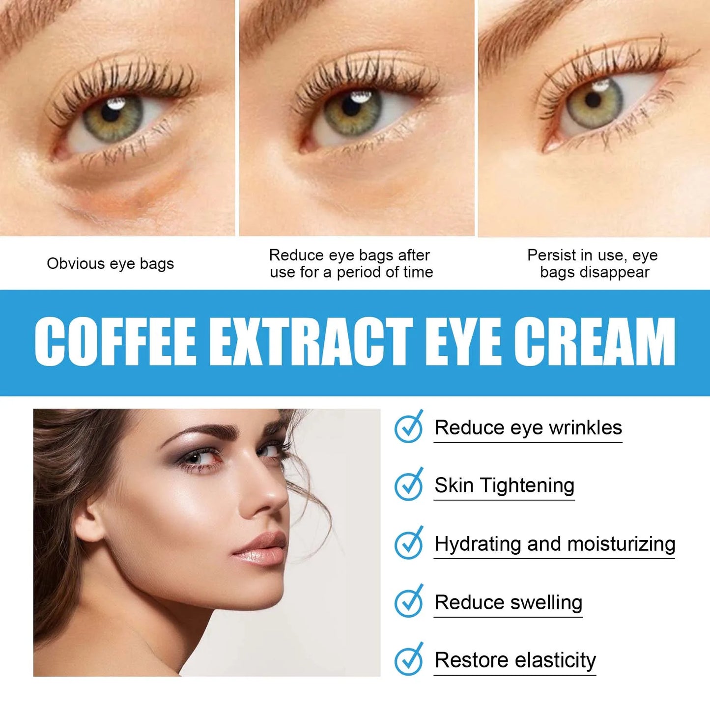 Caffeine Dark Circle Eye Cream Eye Bag Caffeine Lightens Wrinkles and Removes Fine Lines Firming and Brightening Cream Eye Area