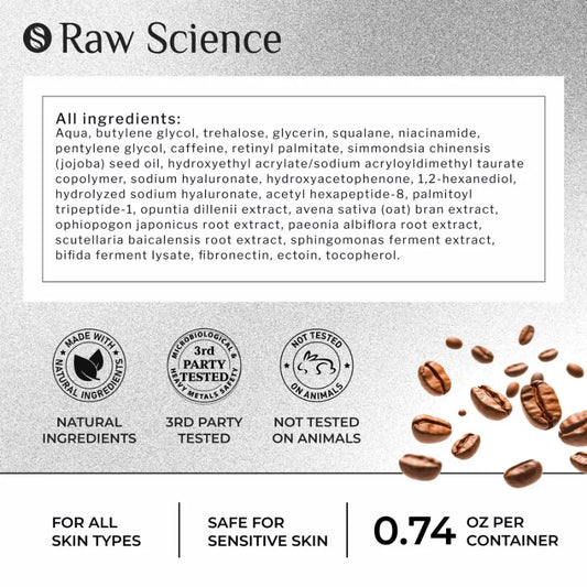 Caffeine Niacinamide Hyaluronic Acid Retinol Eye Serum 0.74 OZ Instant Moisturizer Reduces Puffy Eyes Dark Circles Eye Bags Dep