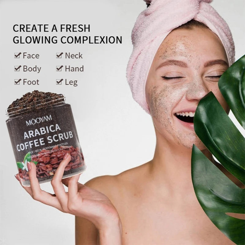 250g Arabica Coffee Body Scrub Cream Dry Dead Skin Exfoliating Polish Paste Anti Cellulite Stretch Mark Deep Drop Shipping