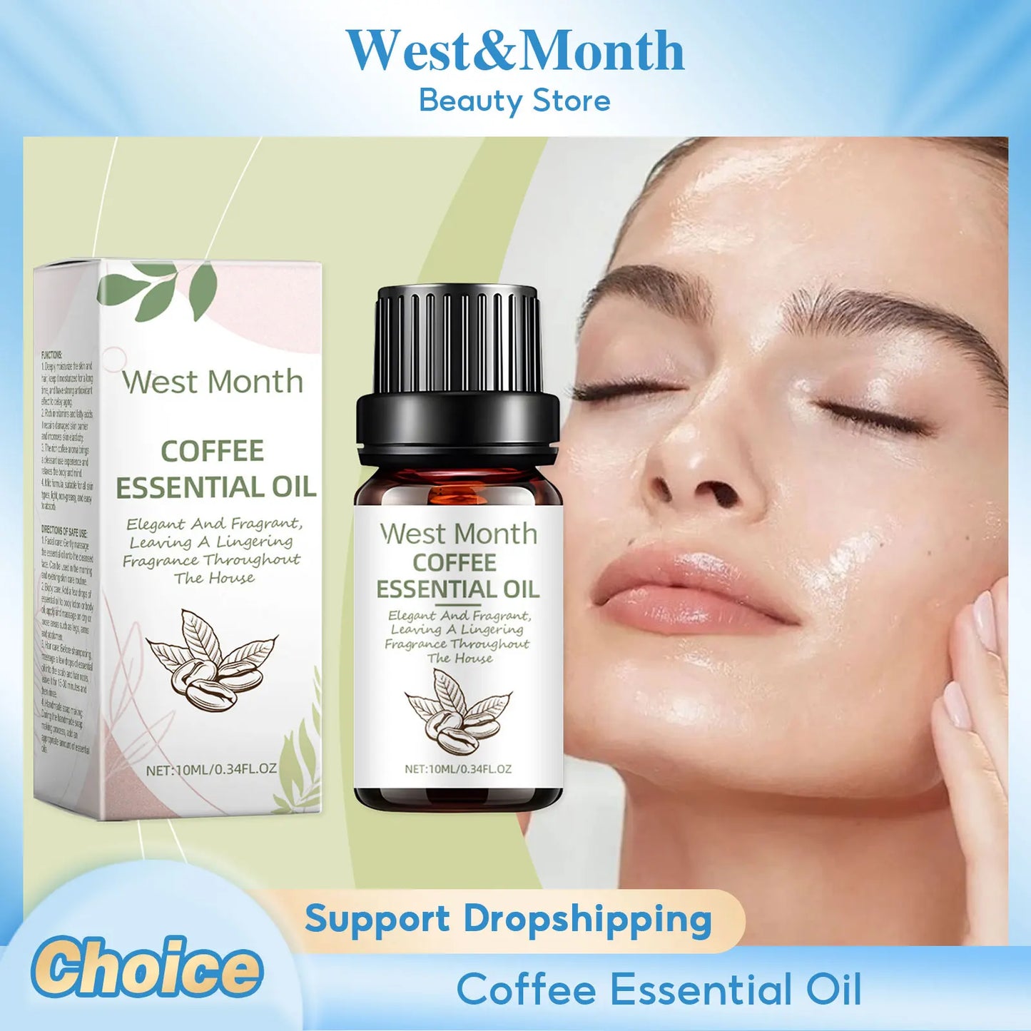 Coffee Fragrance Oil Anti-Aging Stress Relief Diffuser Humidifier Aromatherapy DIY Soap Massage Body Skin Nail Hair Essence Oil