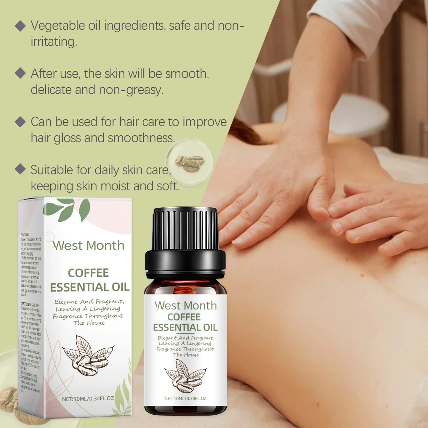 Coffee Fragrance Oil Anti-Aging Stress Relief Diffuser Humidifier Aromatherapy DIY Soap Massage Body Skin Nail Hair Essence Oil