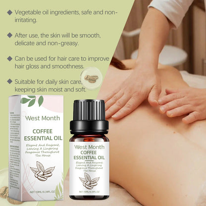 Coffee Fragrance Oil Anti-Aging Stress Relief Diffuser Humidifier Aromatherapy DIY Soap Massage Body Skin Nail Hair Essence Oil