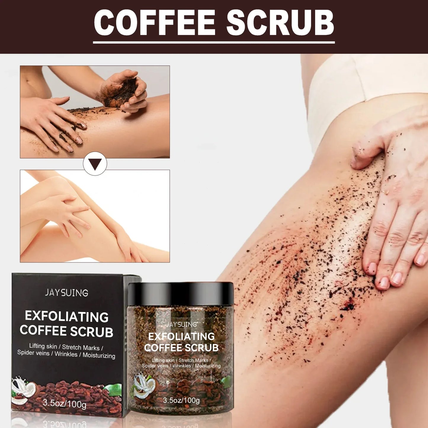Coffee Scrub for Face Body Exfoliating Brightening Cleaning Dark Spots Removal Fade Melanin Pigmentation Whitening Scrub Cream